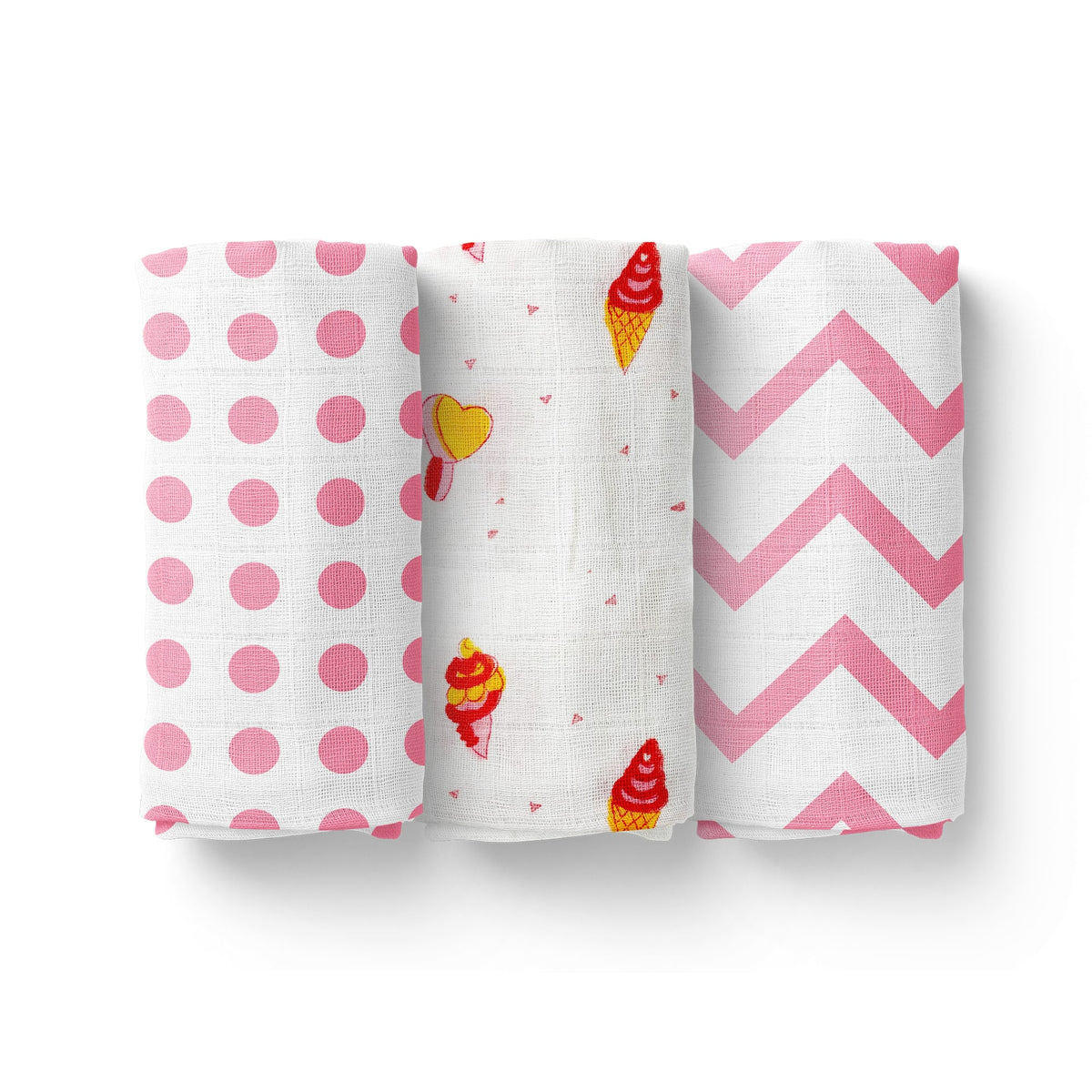 Baby Organic Cotton Muslin Cloth Swaddle - 0-12 Months - 100x100 cm  - Pack of 3