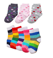 FOOTPRINTS Organic Cotton Big Dots and Rainbow Socks (Multicolour, 3-5 Years) - Pack of 6 Pairs