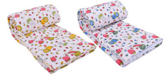MOM'S HOME Organic Cotton Soft Summer AC Baby Quilt/Blanket Cum Bedspread (0-3 Years, 110 x 120 cm, Multicolour) - Pack of 2