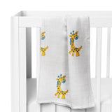 Baby Muslin Swaddle - 100x100 cm  - Pack of 2 - Cute Elephant and Giraffe
