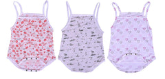 Baby Girls Sleeveless Vest (Multicolour, Mix Designs, 0-3 Months) -Pack of 3