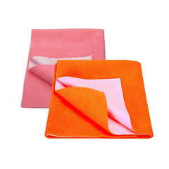 Baby Waterproof Protector Dry Sheet for new born - Medium- Pack of 2 ( 70x100 cm ) Pink and Orange