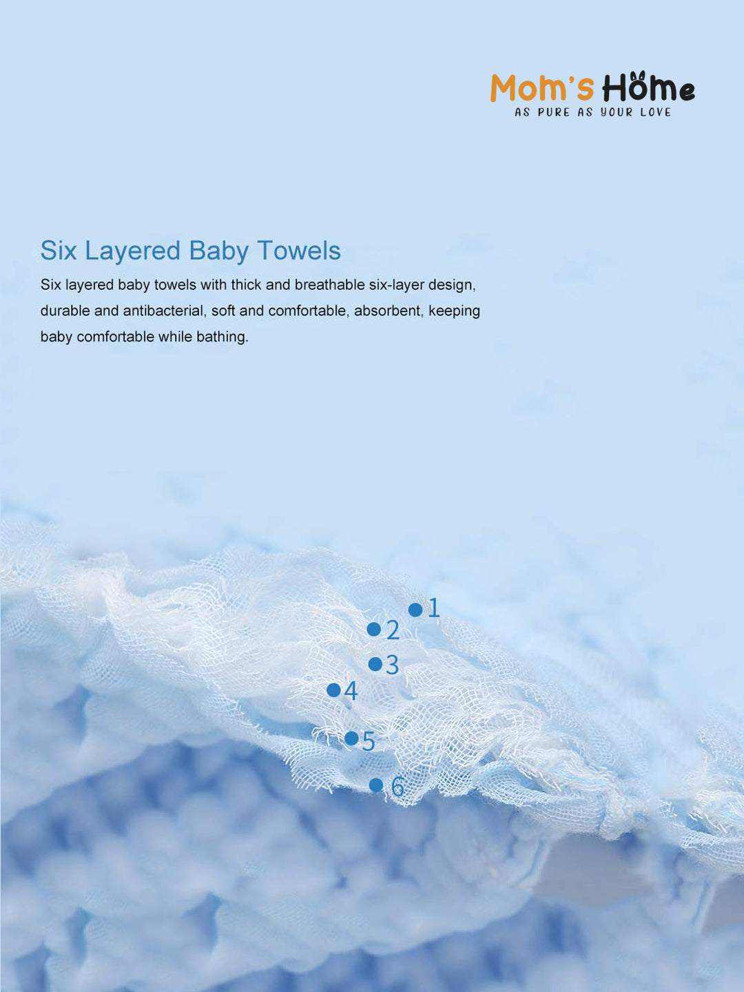 Baby Muslin 6 Layer Wash Towel- 100X100 CM - (0-3 Years) and Pack of 5 Napkins