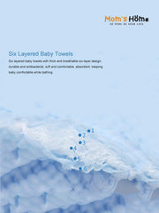 Baby Muslin 6 Layer Wash Towel- 100X100 CM - (0-3 Years)- White and Pack of 5 Napkins
