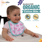 New Born Baby Organic Cotton Bib Super Absorbent, Gentle to Baby Delicate Skin (0-9 Months) - Pack of 3