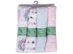 Baby Organic Cotton Muslin Quilt and Pack of 4 Muslin Swaddles Combo- 0-2 Years- 112*112 cms-Flower Print