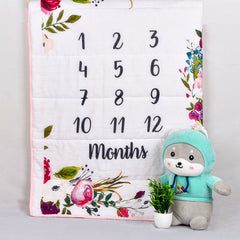 Organic Cotton Newborn Baby Milestone AC Quilt - Floral - 0-3 Years