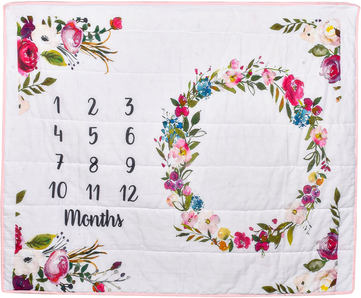 Organic Cotton Newborn Baby Milestone AC Quilt - Floral - 0-3 Years