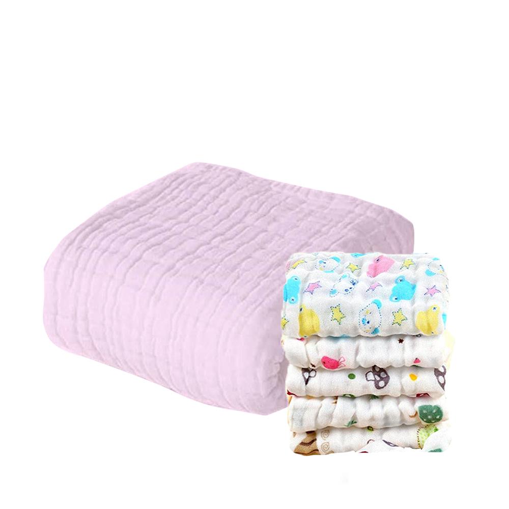 Baby Muslin 6 Layer Wash Towel- 100X100 CM - (0-3 Years)- Pink and Pack of 5 Napkins