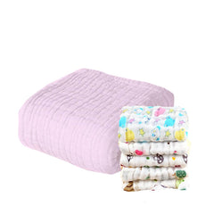 Baby Muslin 6 Layer Wash Towel- 100X100 CM - (0-3 Years)- Pink and Pack of 5 Napkins
