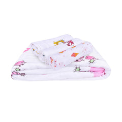 Baby Gift Pack - Pack of 3 Muslin Swaddles ( Mix designs) and 1 Muslin 6 Layer Blanket