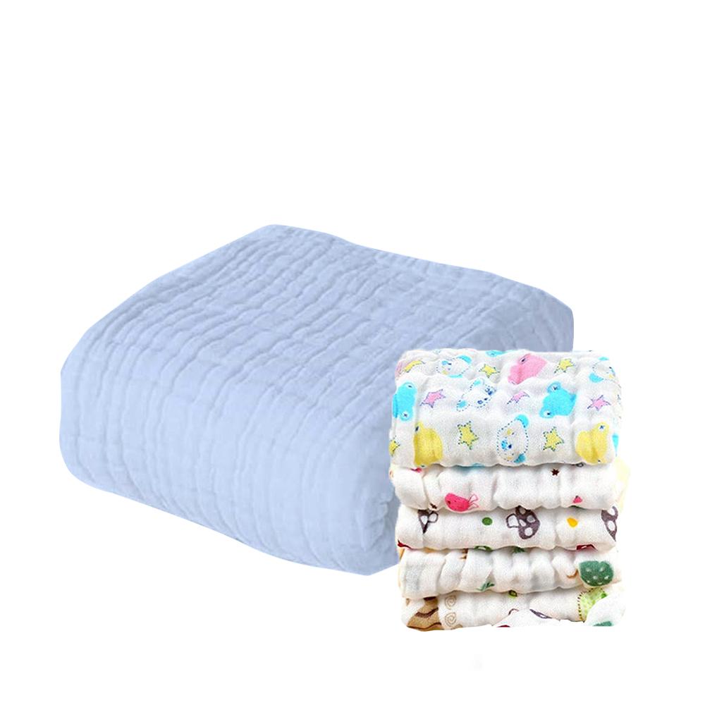 Baby Muslin 6 Layer Wash Towel- 100X100 CM - (0-3 Years)- Blue and Pack of 5 Napkins