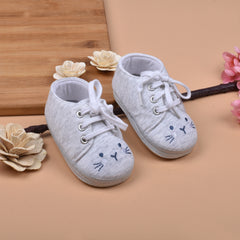 Moms Home Unisex New Born Baby Comfortable & Colourful Shoes - Grey Cat