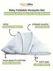 Moms Home Baby Unisex Organic Cotton Mosquito Net & Quilt Combo , 0-3Y - 2 Items