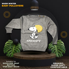Moms Home Organic Cotton Unisex Baby Winter Sweaters Grey Snoopy