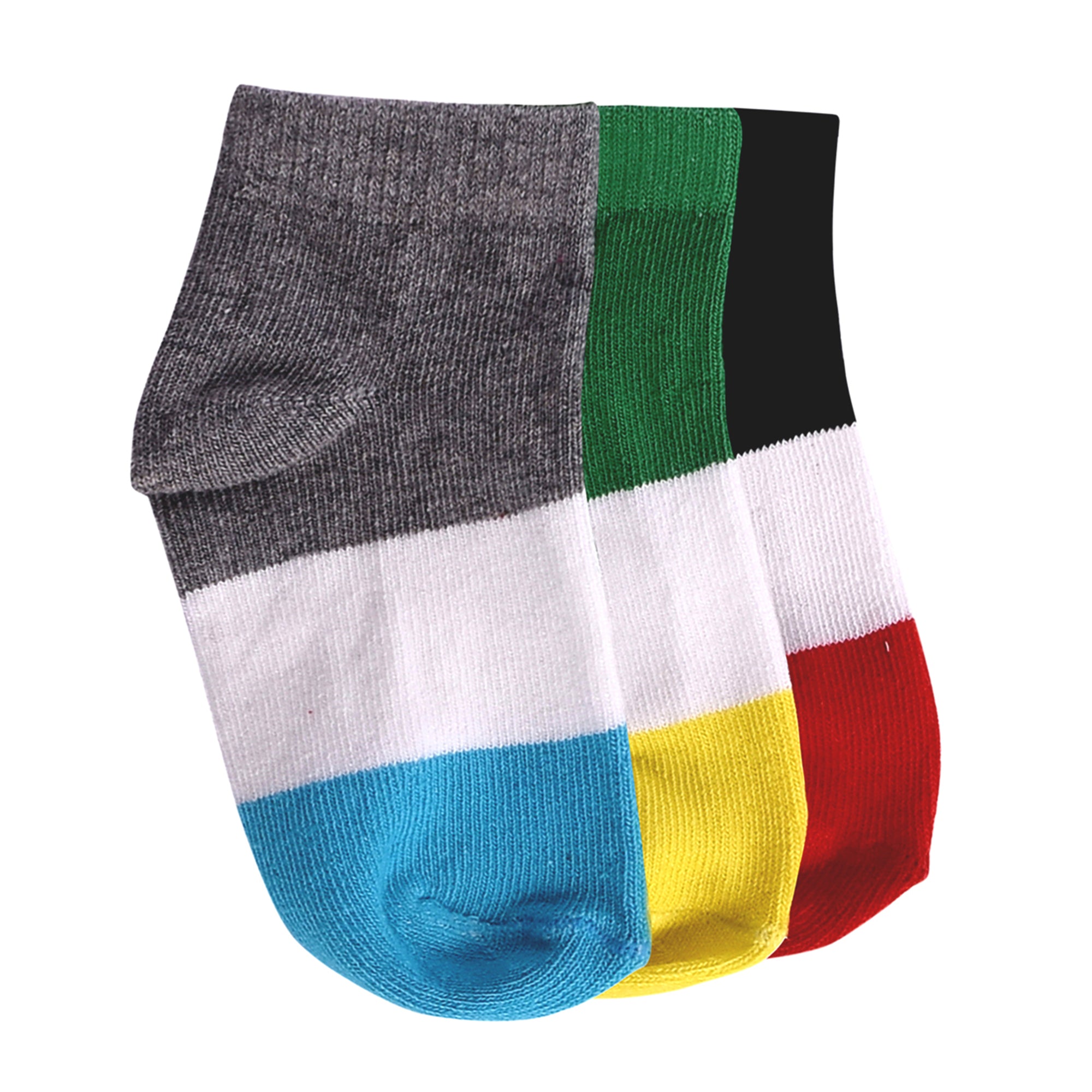 FOOTPRINTS Baby Boy's Organic Cotton Colourful Lowcut Socks (Multicolour, 0-6 Months) - Pack of 3 Pairs
