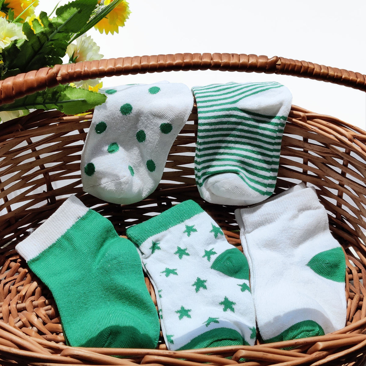 Baby Winter Terry Socks 12 24 Months Pack of 5 Pairs Green