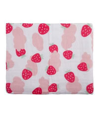Organic Cotton Baby Muslin Towel 6 Layer Blanket -100 x100 cm - 0-3 Years - Strawberry