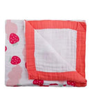 Organic Cotton Baby Muslin Towel 6 Layer Blanket -100 x100 cm - 0-3 Years - Strawberry
